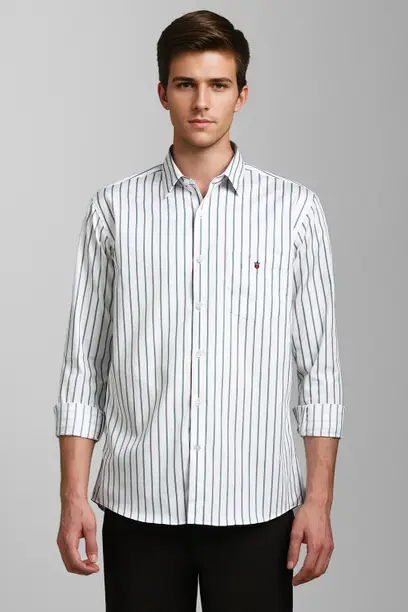 Louis Philippe - Slim Fit Striped Poplin Shirt